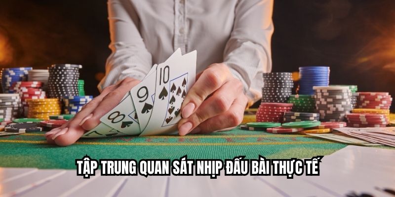 Tập trung quan sát nhịp đấu bài thực tế